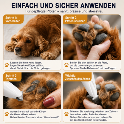 PfotenHerz™ Pfoten Rasierer — Sanfte Pflege für Hund & Katze