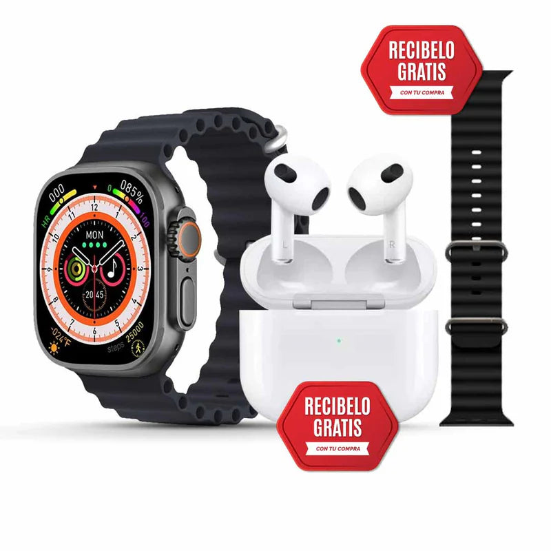 [2 REGALOS INCLUSOS] SmartWatch + AirPods (GRATIS) + 10 Pulseras (GRATIS)